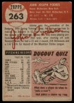1953 Topps #263 Johnny Podres Back Thumbnail