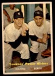 1957 Topps #407 - Mickey Mantle / Yogi Berra Yankees' Power Hitters Front Thumbnail