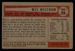 1954 Bowman #25 3B Wes Westrum Back Thumbnail
