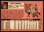 1969 Topps #208 MON Donn Clendenon Back Thumbnail