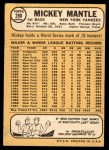 1968 Topps #280 Mickey Mantle Back Thumbnail