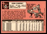 1969 Topps #208 MON Donn Clendenon Back Thumbnail