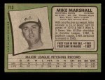 1971 Topps #713 Mike Marshall Back Thumbnail