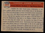 1957 Topps #407 - Mickey Mantle / Yogi Berra Yankees' Power Hitters Back Thumbnail