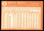 1964 Topps #50 Mickey Mantle Back Thumbnail
