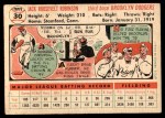 1956 Topps #30 Jackie Robinson Back Thumbnail