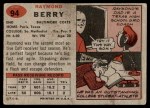 1957 Topps #94 Raymond Berry Back Thumbnail