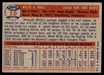 1957 Topps #10 Willie Mays Back Thumbnail
