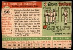 1955 Topps #50 Jackie Robinson Back Thumbnail