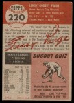 1953 Topps #220 Satchel Paige Back Thumbnail
