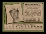 1971 Topps #713 Mike Marshall Back Thumbnail