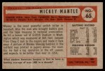 1954 Bowman #65 Mickey Mantle Back Thumbnail