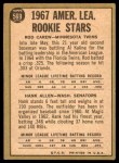 1967 Topps #569 - Rod Carew / Hank Allen A.L. Rookies Back Thumbnail
