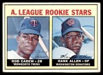 1967 Topps #569 - Rod Carew / Hank Allen A.L. Rookies Front Thumbnail