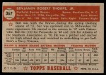 1952 Topps #367 Bob Thorpe Back Thumbnail