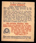 1949 Bowman #46 Robin Roberts Back Thumbnail