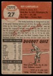 1953 Topps #27 Roy Campanella Back Thumbnail