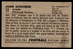 1952 Bowman Large #72 John Schweder Back Thumbnail