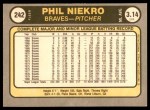 1981 Fleer #242 Phil Niekro Back Thumbnail