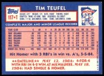 1984 Topps Traded #117 Tim Teufel Back Thumbnail