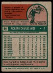 1975 Topps #56 Rick Wise Back Thumbnail