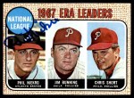 1968 Topps #7 - Jim Bunning / Phil Niekro / Chris Short NL ERA Leaders Front Thumbnail