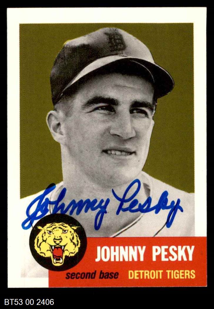1953 Topps Archives 315 Johnny Pesky AUTOGRAPHED