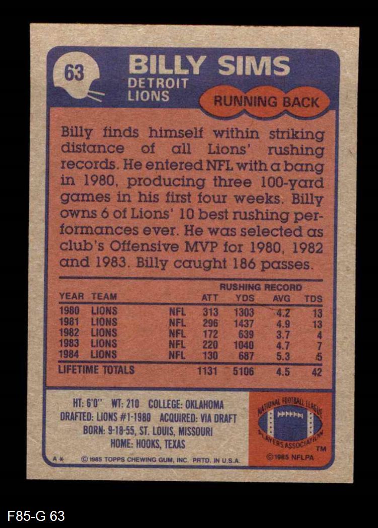 1985 Topps Football Card #58 Doug English – Detroit Lions