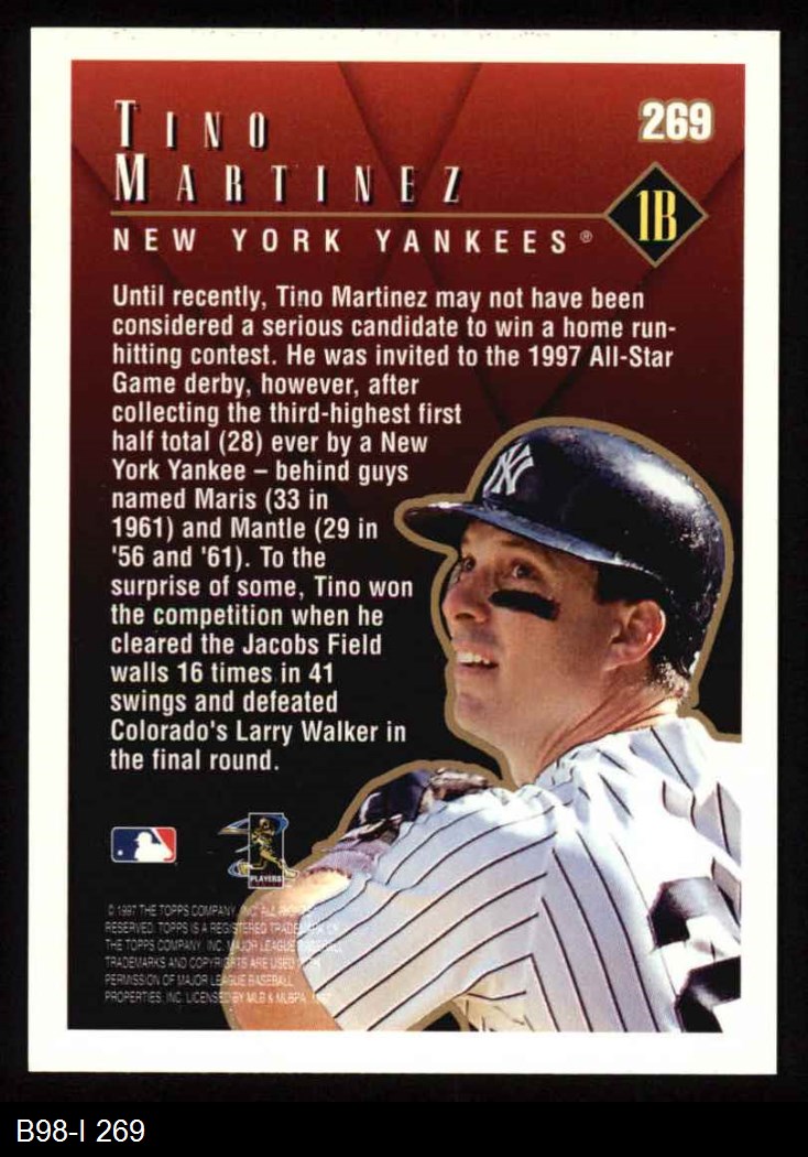 !!! TINO MARTINEZ TOPPS BASEBALL CARD $$