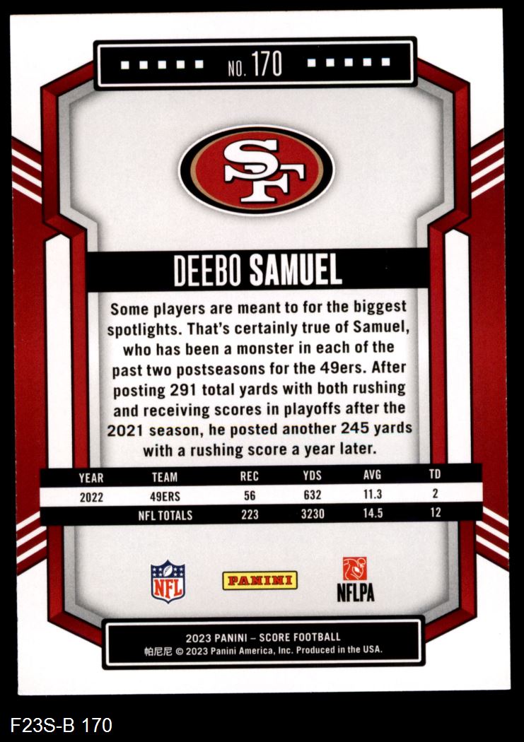 2023 Panini Score Football San Francisco 49ers Team Set Gift Pack