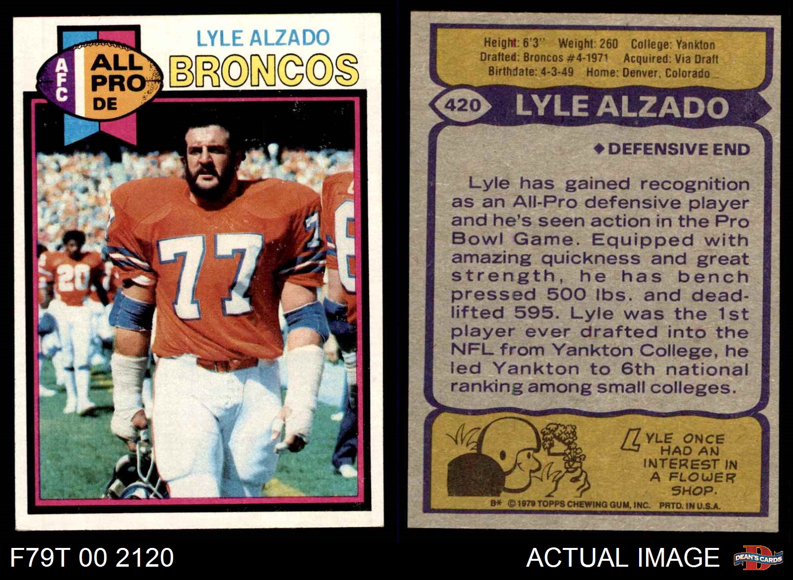 Details About 1979 Topps 420 Lyle Alzado Broncos Yankton 8 Nm Mt