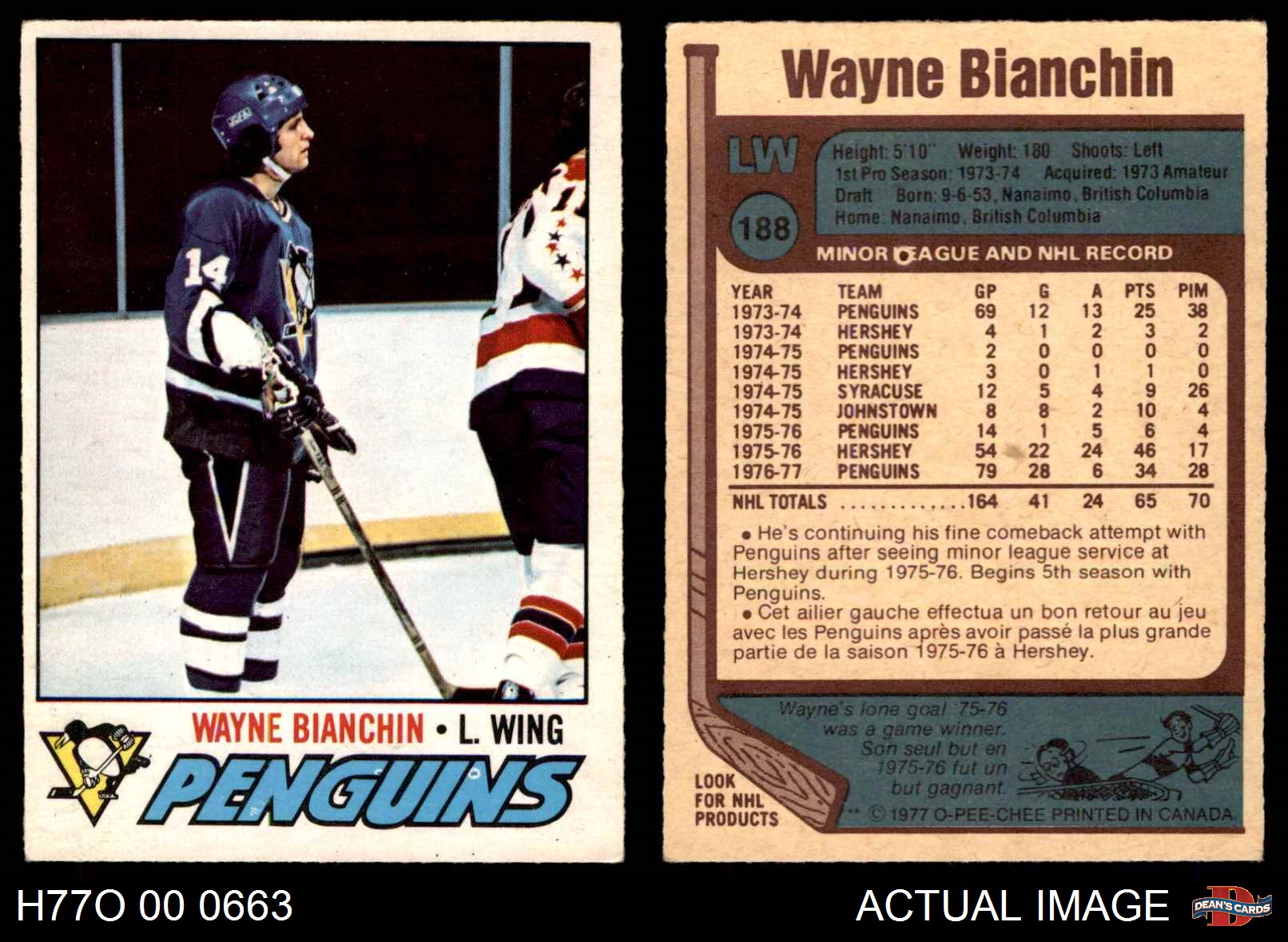 Wayne Bianchin Hockey Card 1979-80 O-pee-chee #290 Wayne Bianchin