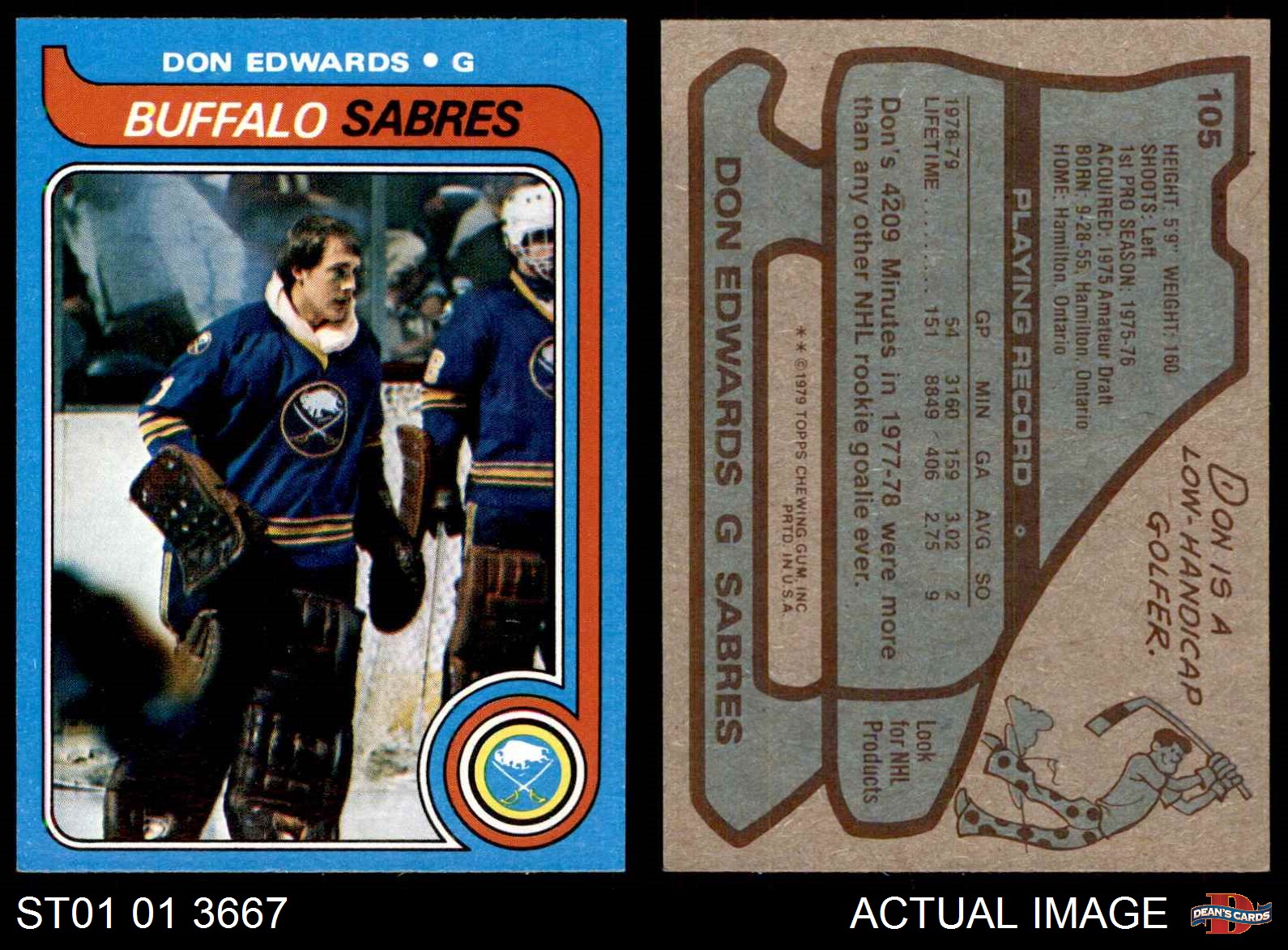 1977-78 Topps #201 Don Edwards RC Buffalo Sabres 