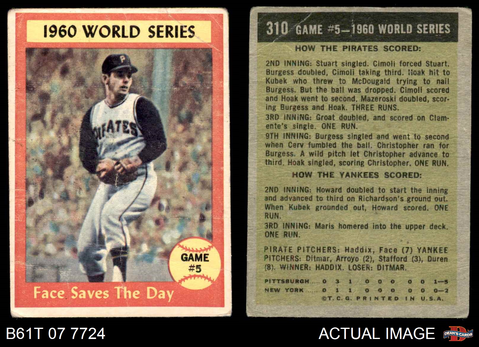 Box Score 1960 World Series Game 7