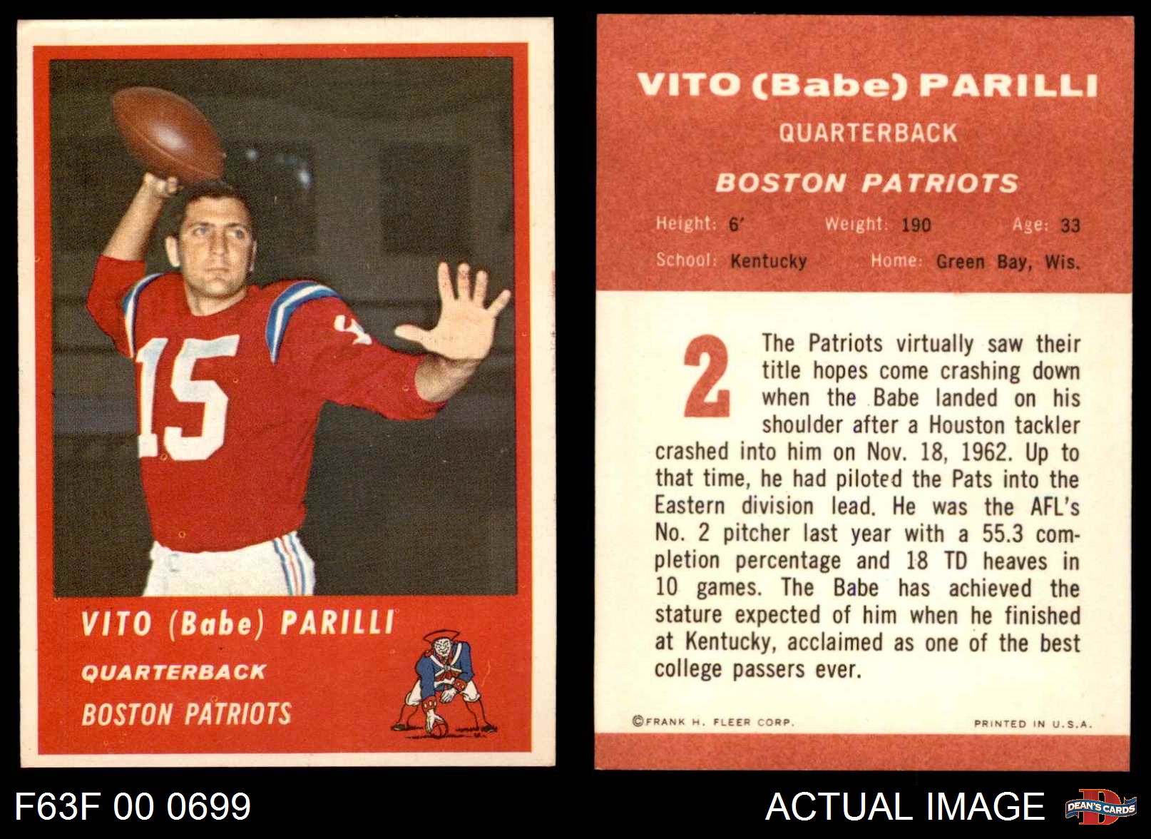 1963 Fleer Vito Parilli