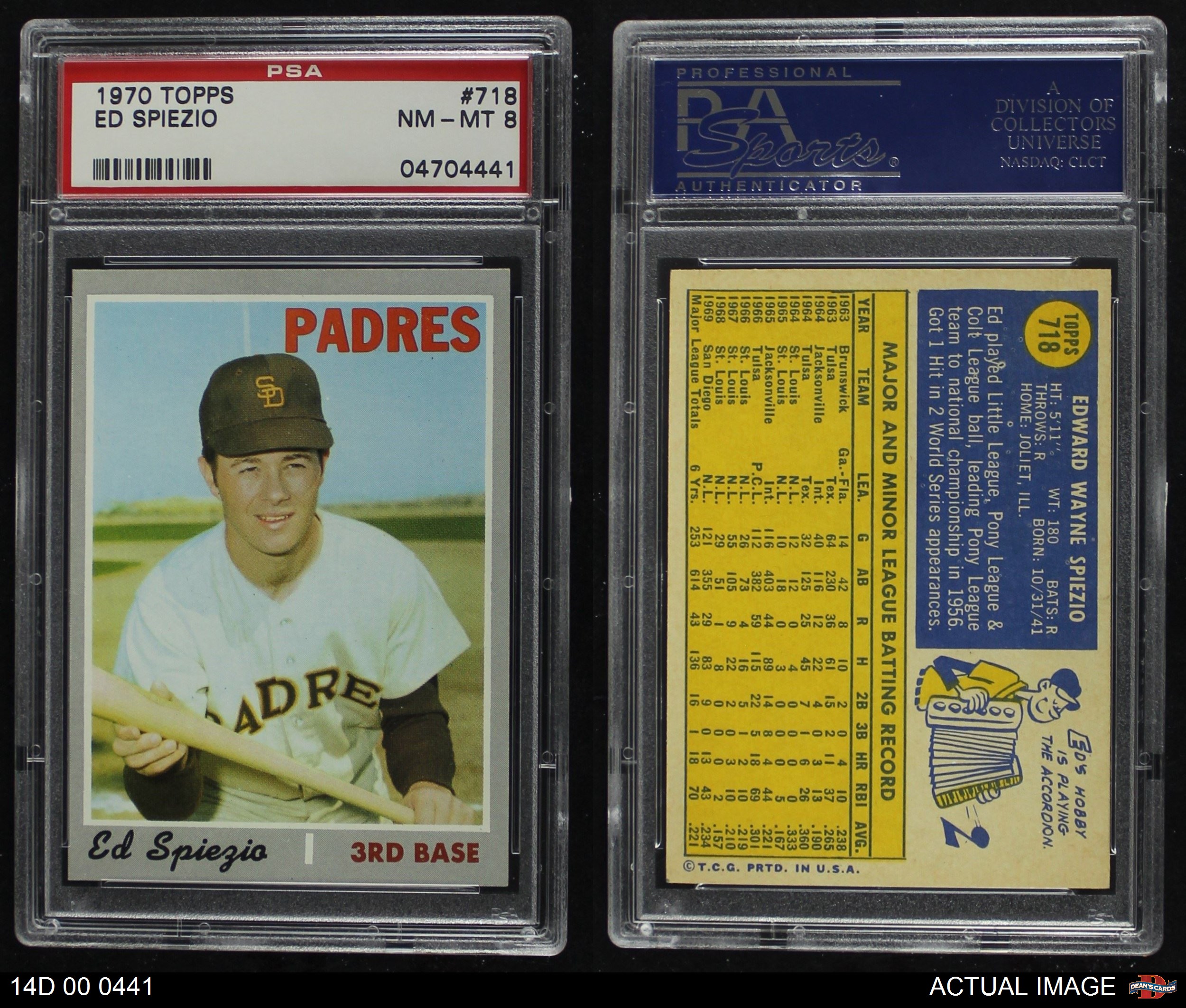 1970 Topps #718 Ed Spiezio San Diego Padres Baseball Card 