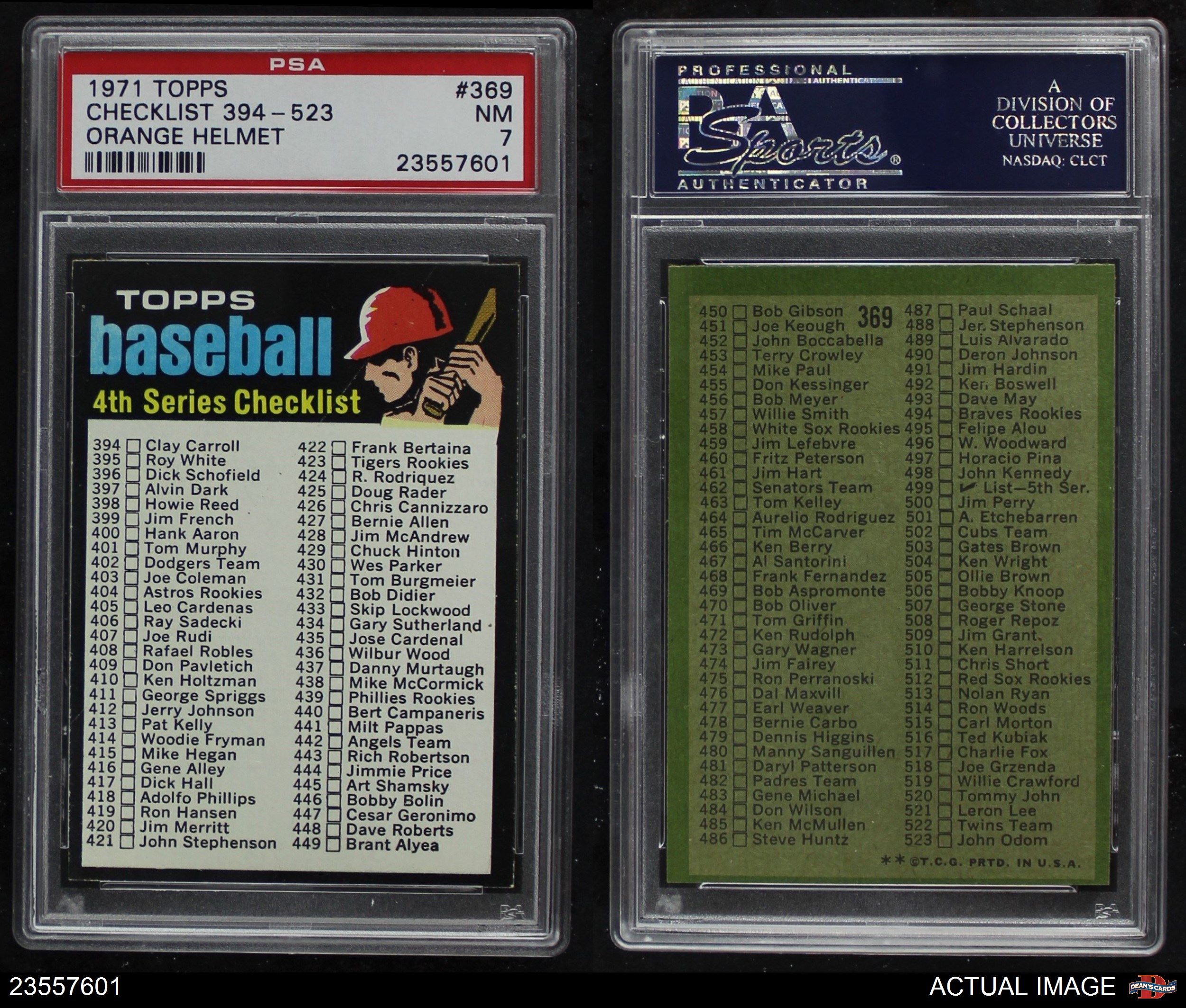 1971 Topps 369 Checklist 4 ORG PSA 7 NM eBay