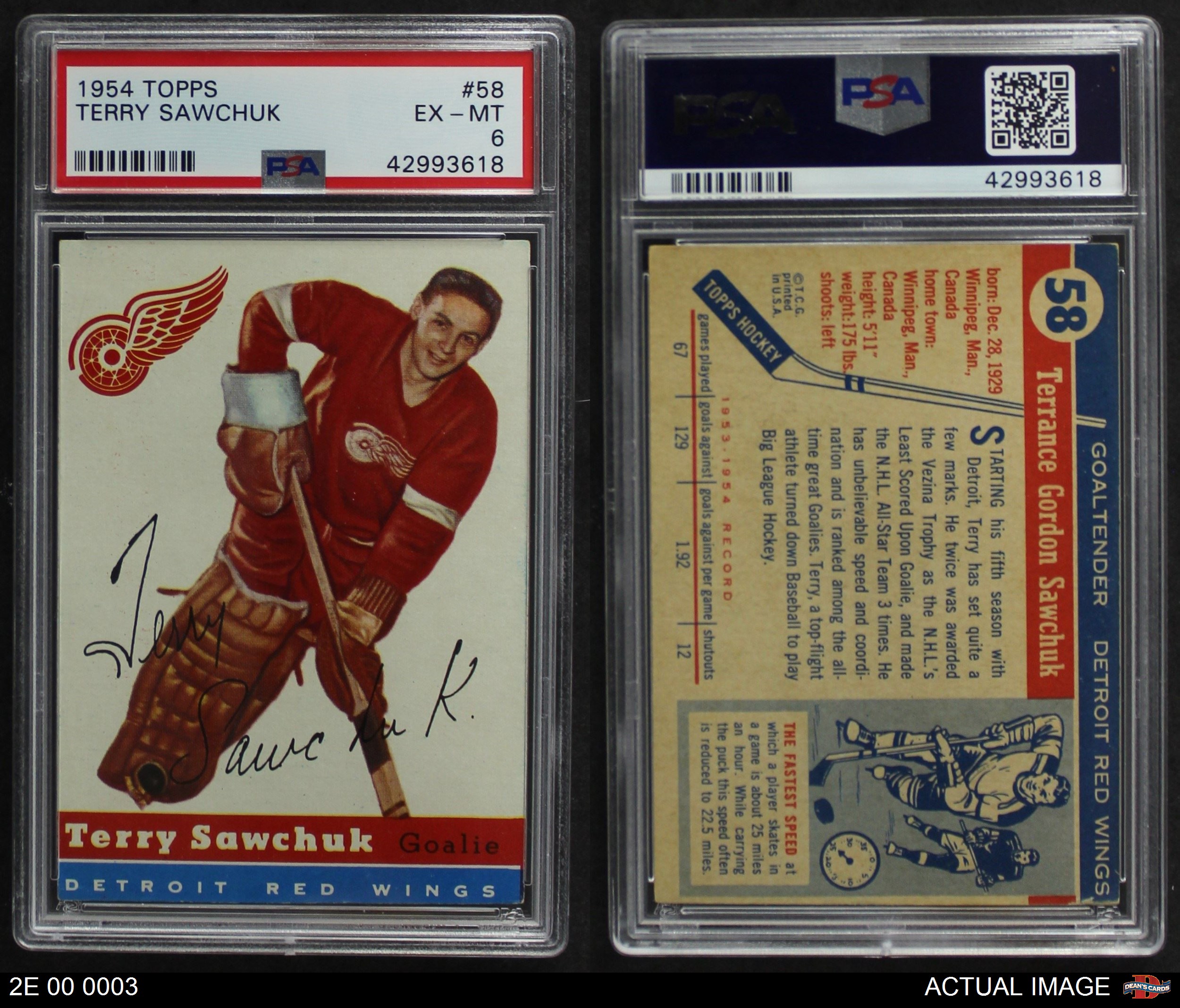 1954 Topps #58 Terry Sawchuk Red Wings PSA 6 - EX/MT | eBay
