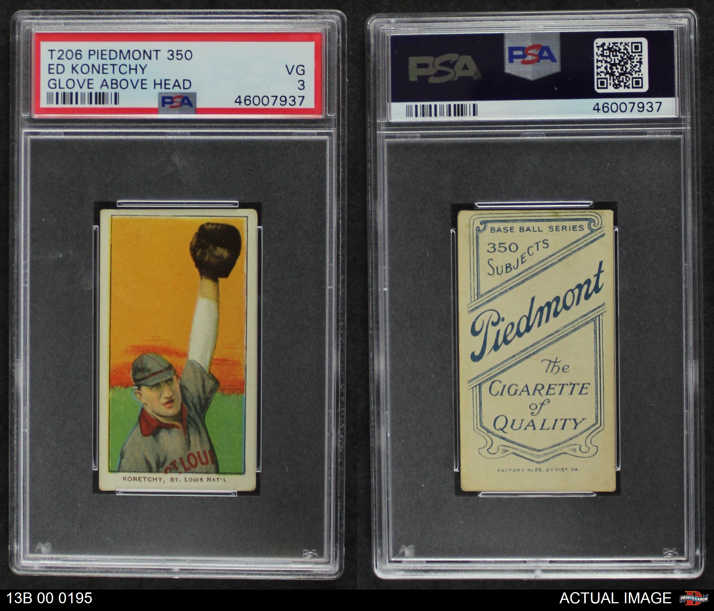 psa baseball Louis Cardinals Grade Fair/Poor card#255 psa ed konetchy of the St glove above head 1909 t206 tobacco 