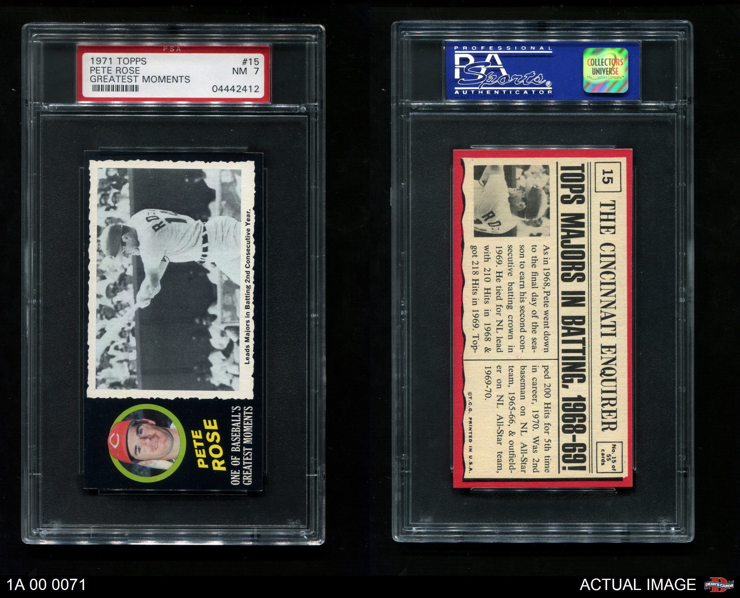 1971 Topps Greatest Moments #15 Pete Rose Reds PSA 7 - NM | eBay