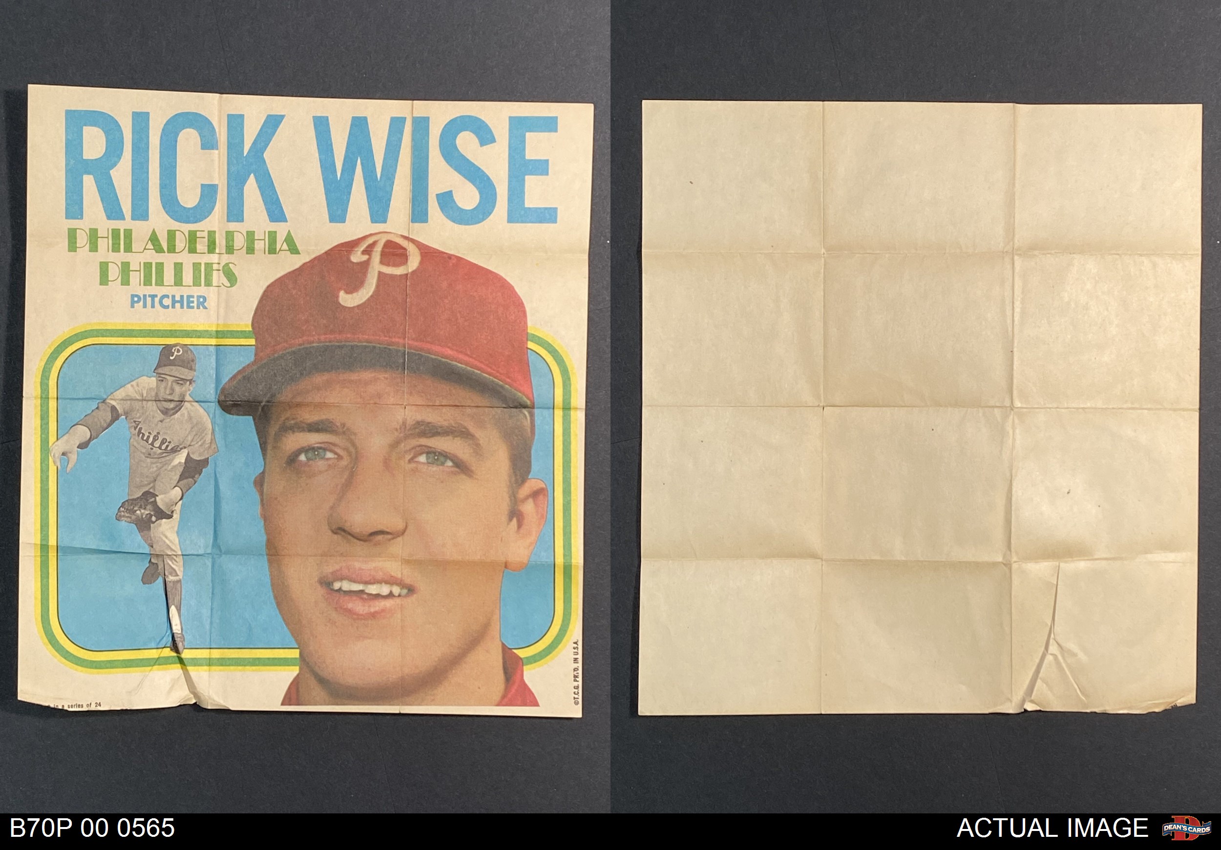 1970 TOPPS POSTERS RICK WISE #8 PHILLIES NRMT NICE! ref 0523 