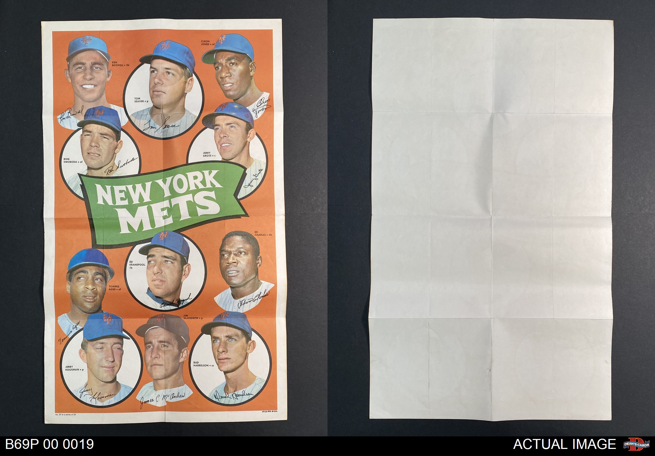 1969 TOPPS TEAM Poster #24 New York Mets 5 - EX $215.00 - PicClick
