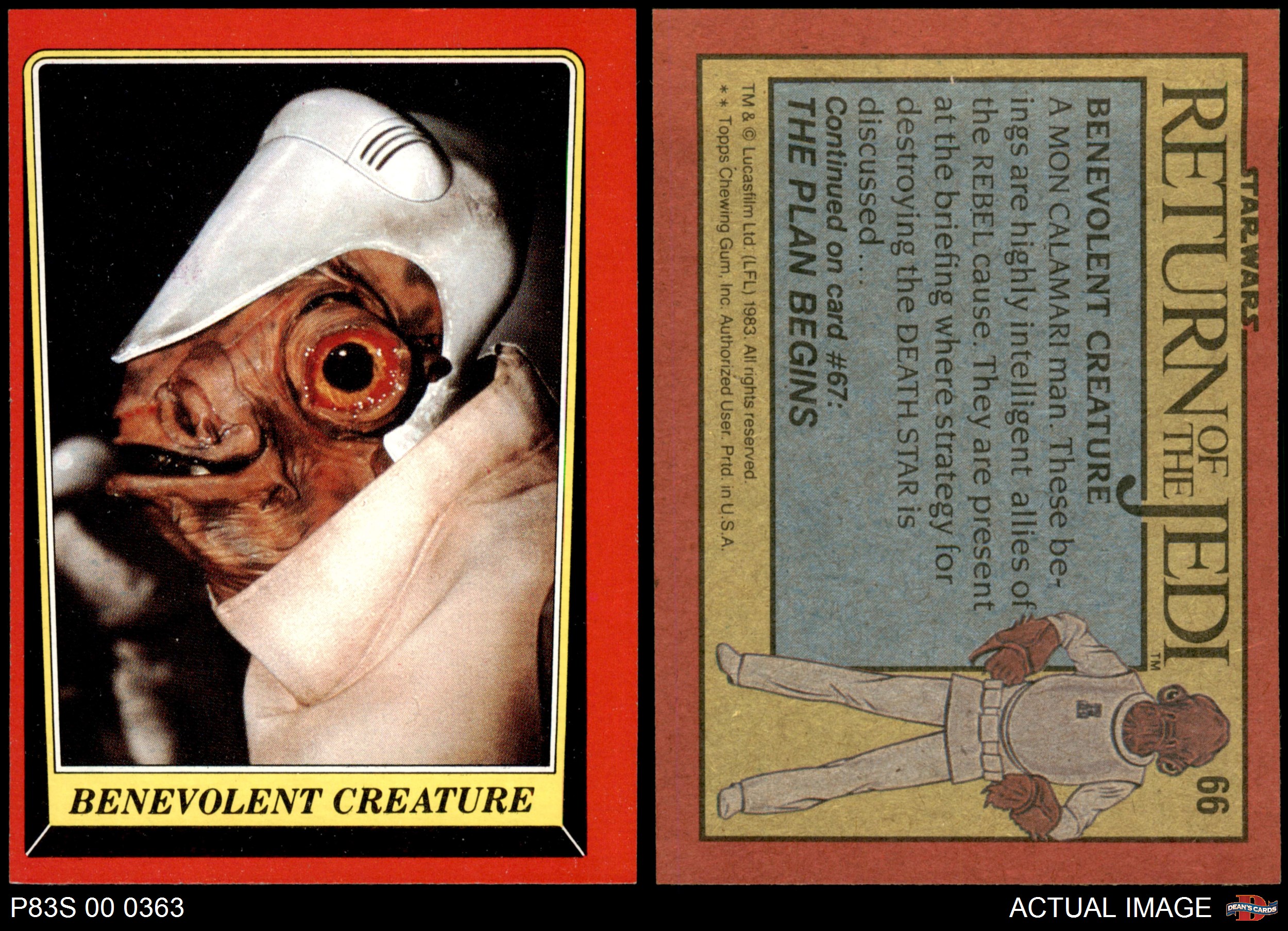 1983 Topps Star Wars Return of the Jedi #66 Benevolent Creature 6 - EX/MT |  eBay