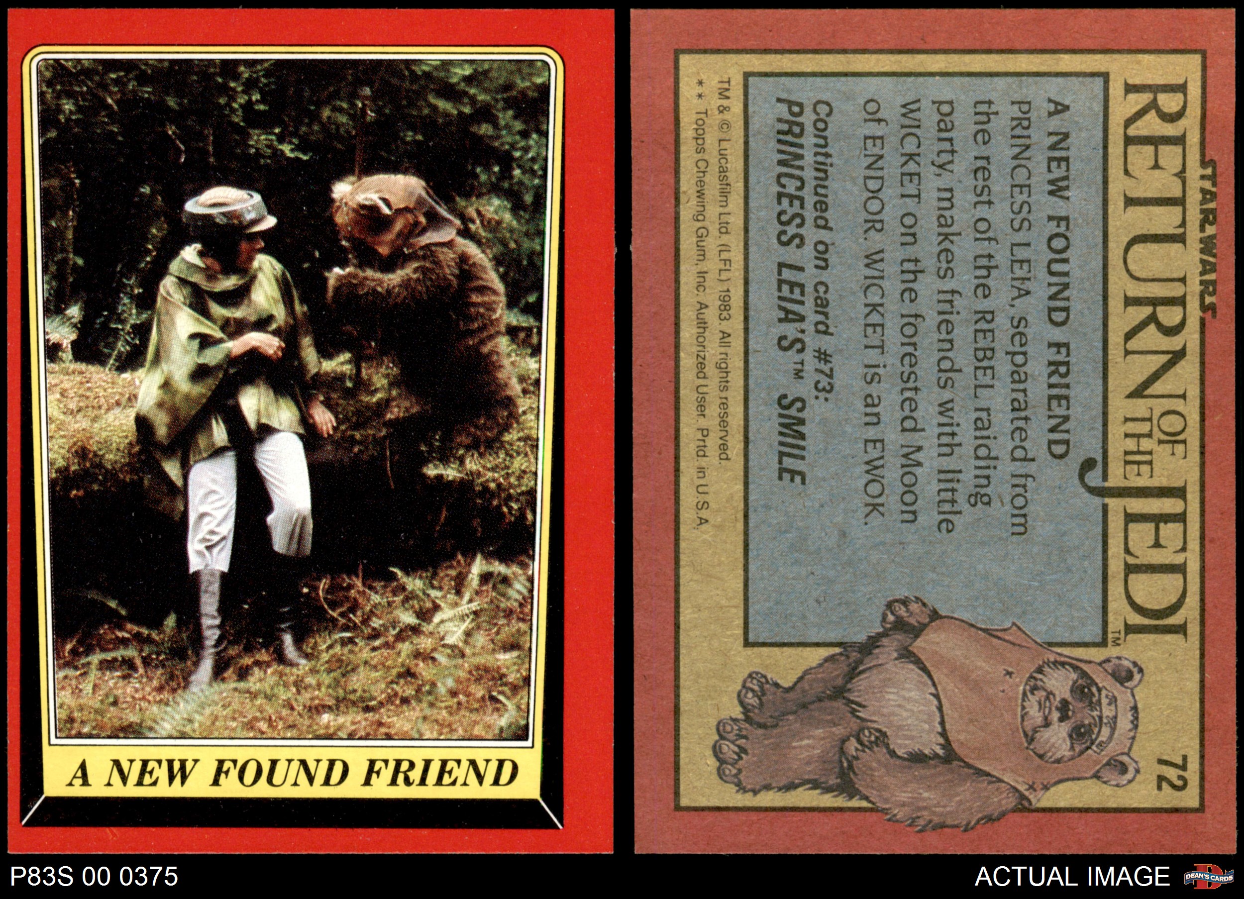 1983 Topps Star Wars Return of the Jedi #72 A New Found Friend 6 - EX/MT |  eBay