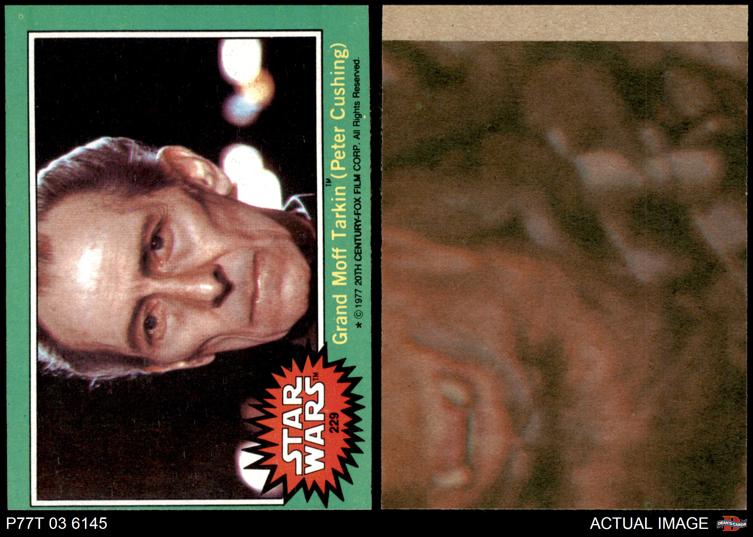 Star Wars Series 4 Green Topps 1977 Trading Card # 229 Grand Moff Tarkin 
