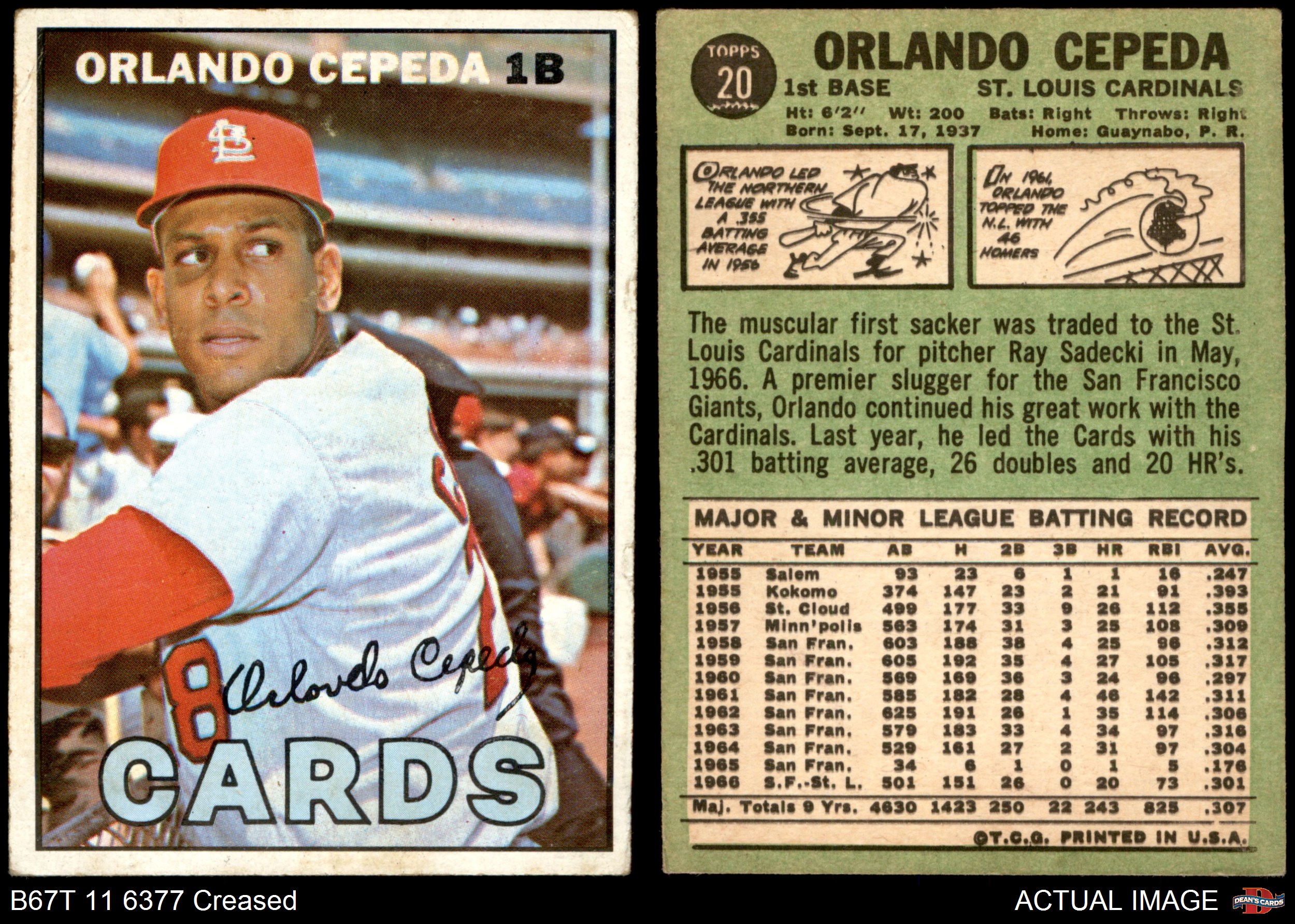 6/11/1967 G2 Cardinals Dodgers CD Orlando Cepeda Maris 