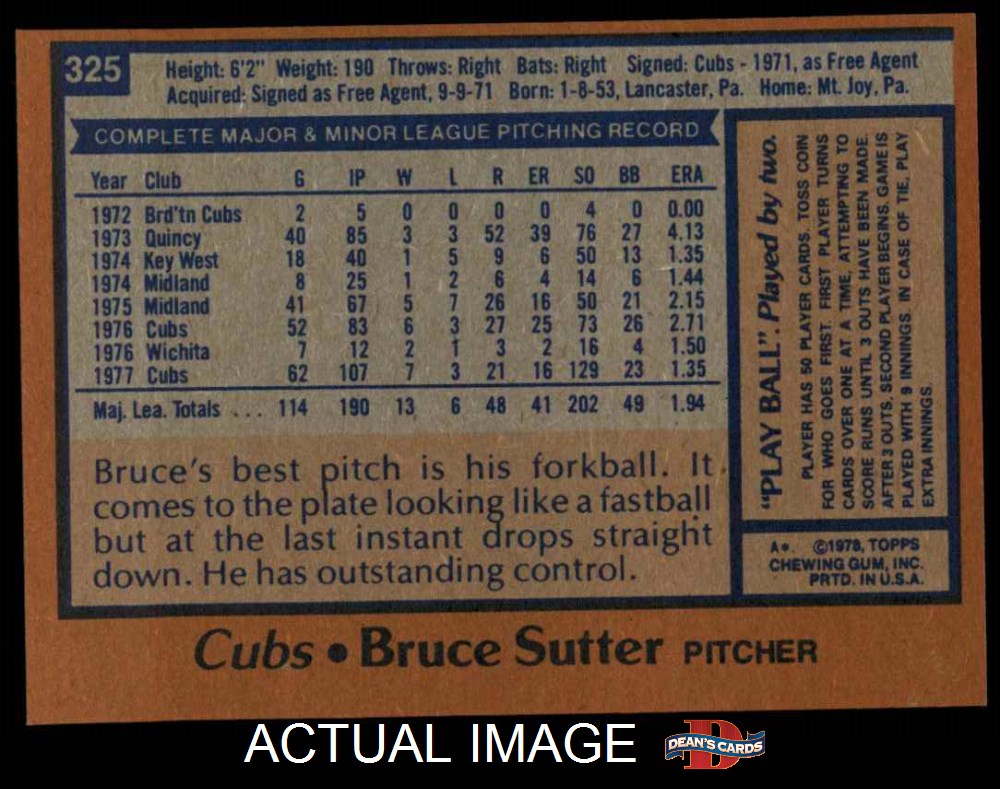 1978 Topps Chicago Cubs Team Set
