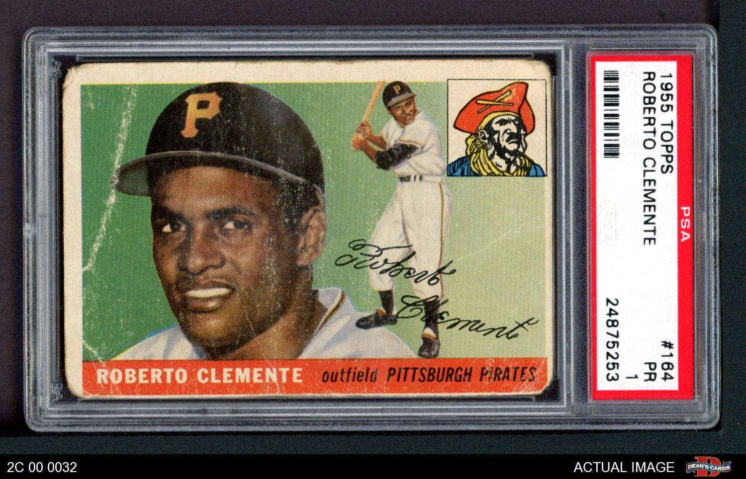 1955 Topps No. 164 Roberto Clemente Rookie Sgc 7.5 Near Mint +