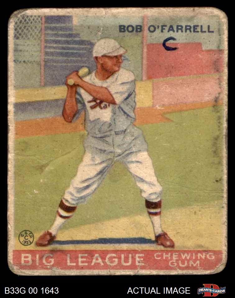 1933 Goudey #34 Bob O'Farrell Cardinals 1 - POOR - Picture 2 of 9
