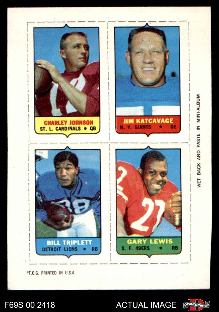 1969 Topps 4-in-1 Stamp Topps Football 4-in-1 Stamps Complete Set